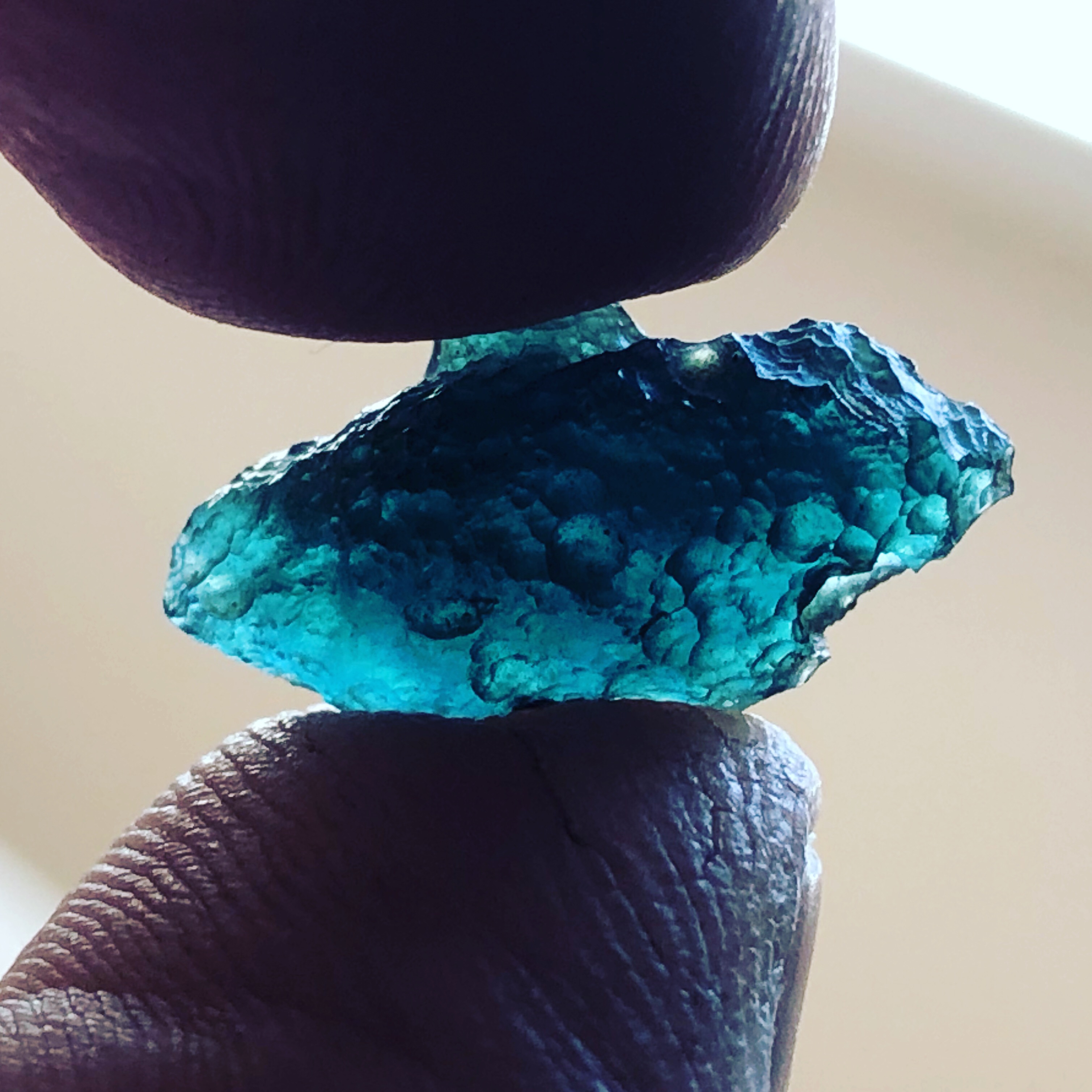 1.8g Blue Moldavite found south of Moravske Budejovice